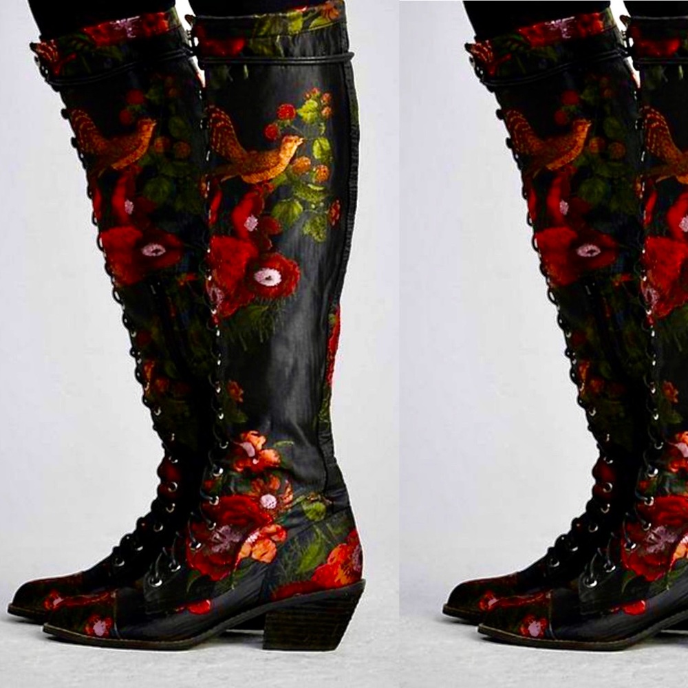 Knee High, Tapestry Jeffrey Campbell Boots. NIB